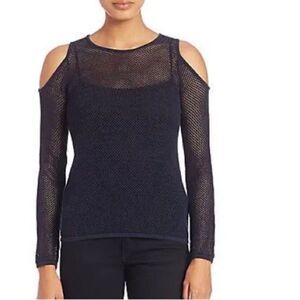 NWOT rag & bone Black Brenna Striped Mesh Cold Shoulder Top Size S